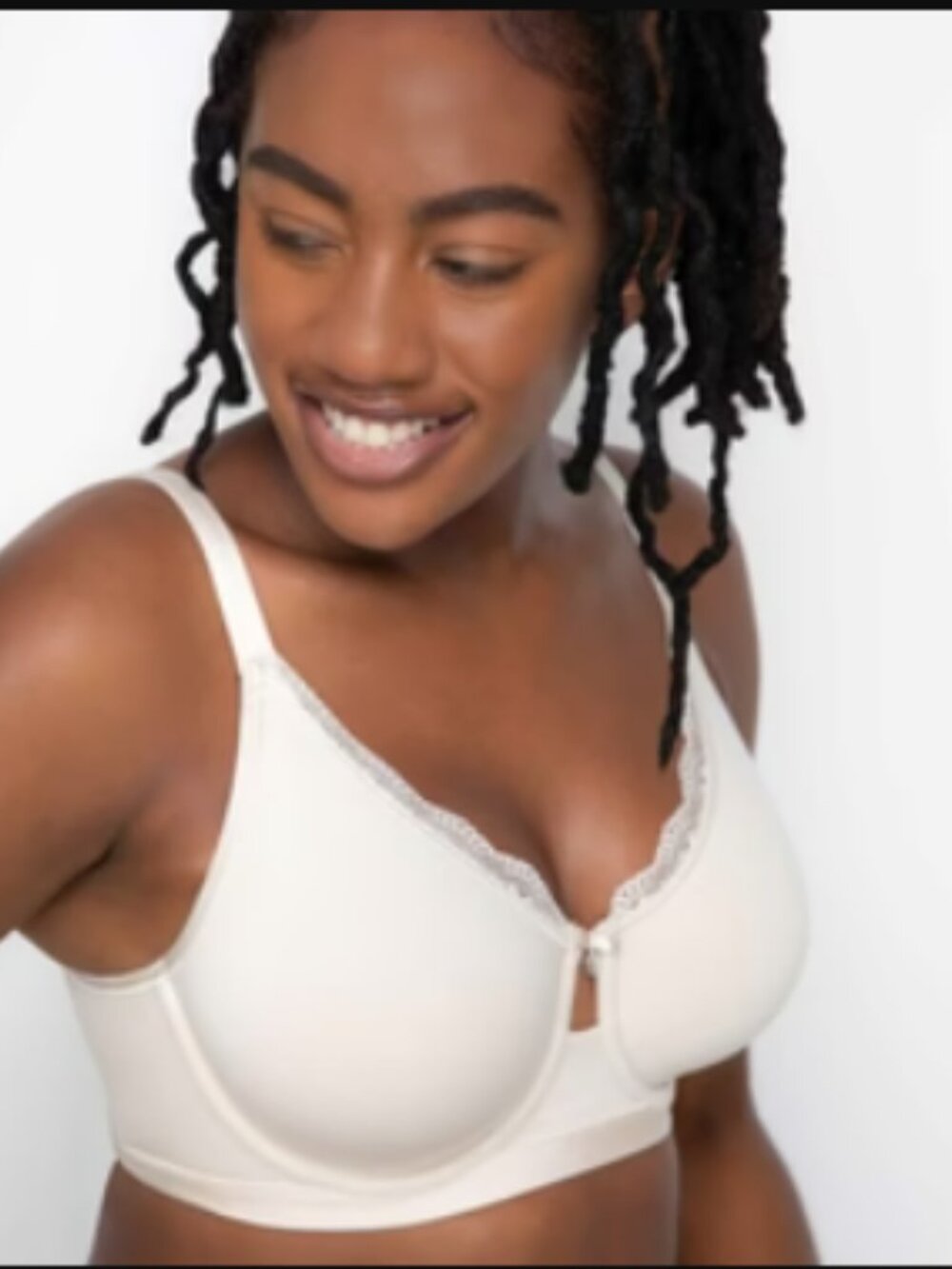 Curvy Couture 42DDD (42F) Cotton Luxe Unlined Underwire - Natural NWT